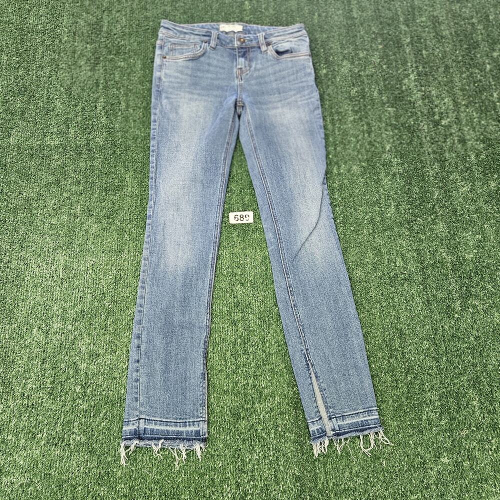 FREE PEOPLE SKINNY JEANS CROPPED SLIT RELEASED HEM WOMEN'S SIZE 26 STRETCH